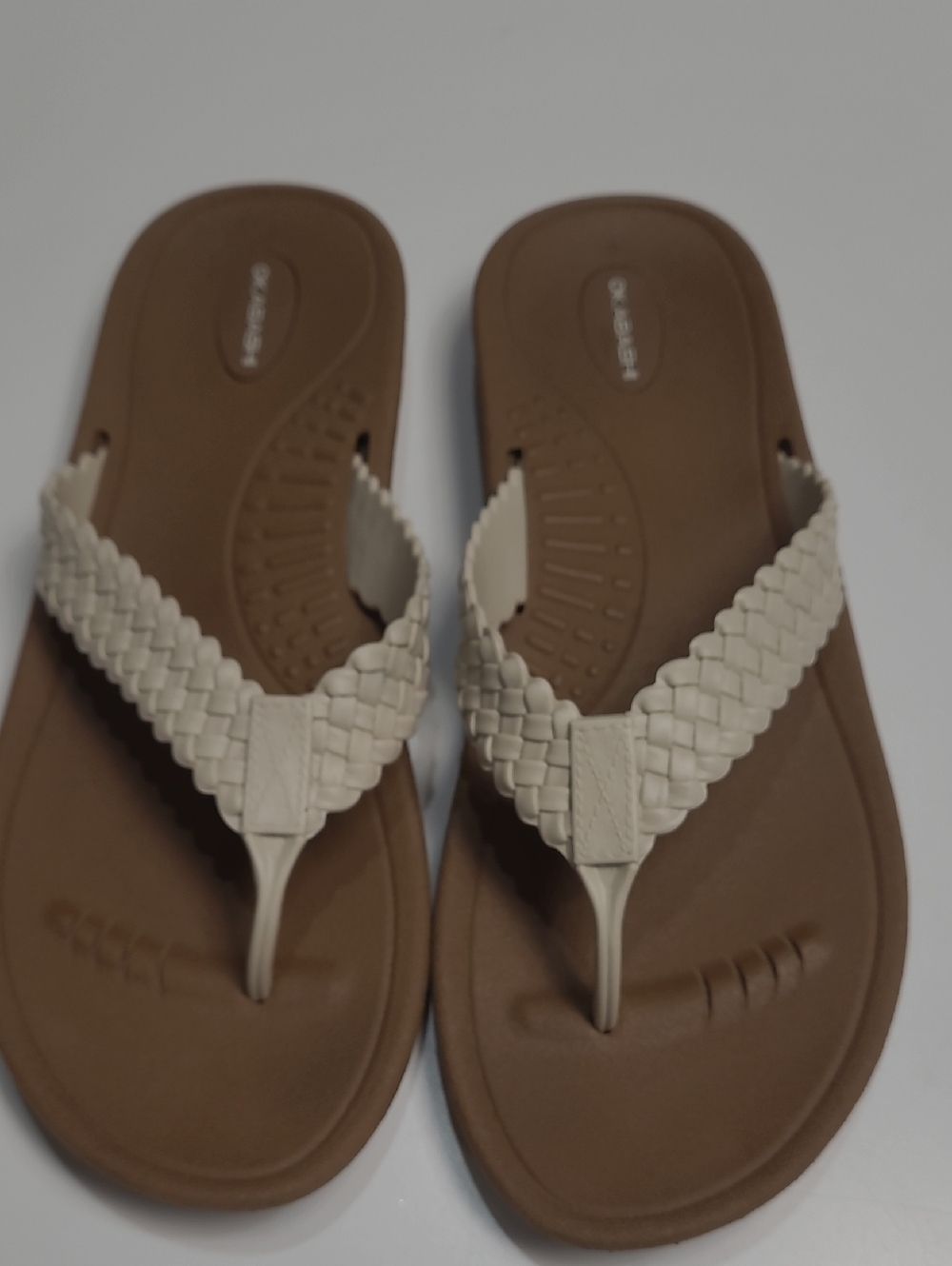 Okabashi Baha Braided Cream Flip Flop Sandals - Size - L (9.5 - 10.5)